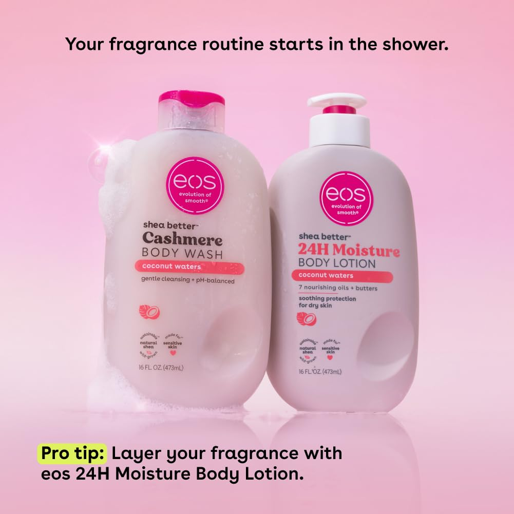 Shea Better Cashmere Body Wash, Coconut Waters, Moisturizing, Ph Balanced Body Wash, Creamy Gel Formula, Paraben & Phthalate Free, Sensitive Skin, 16 Fl Oz