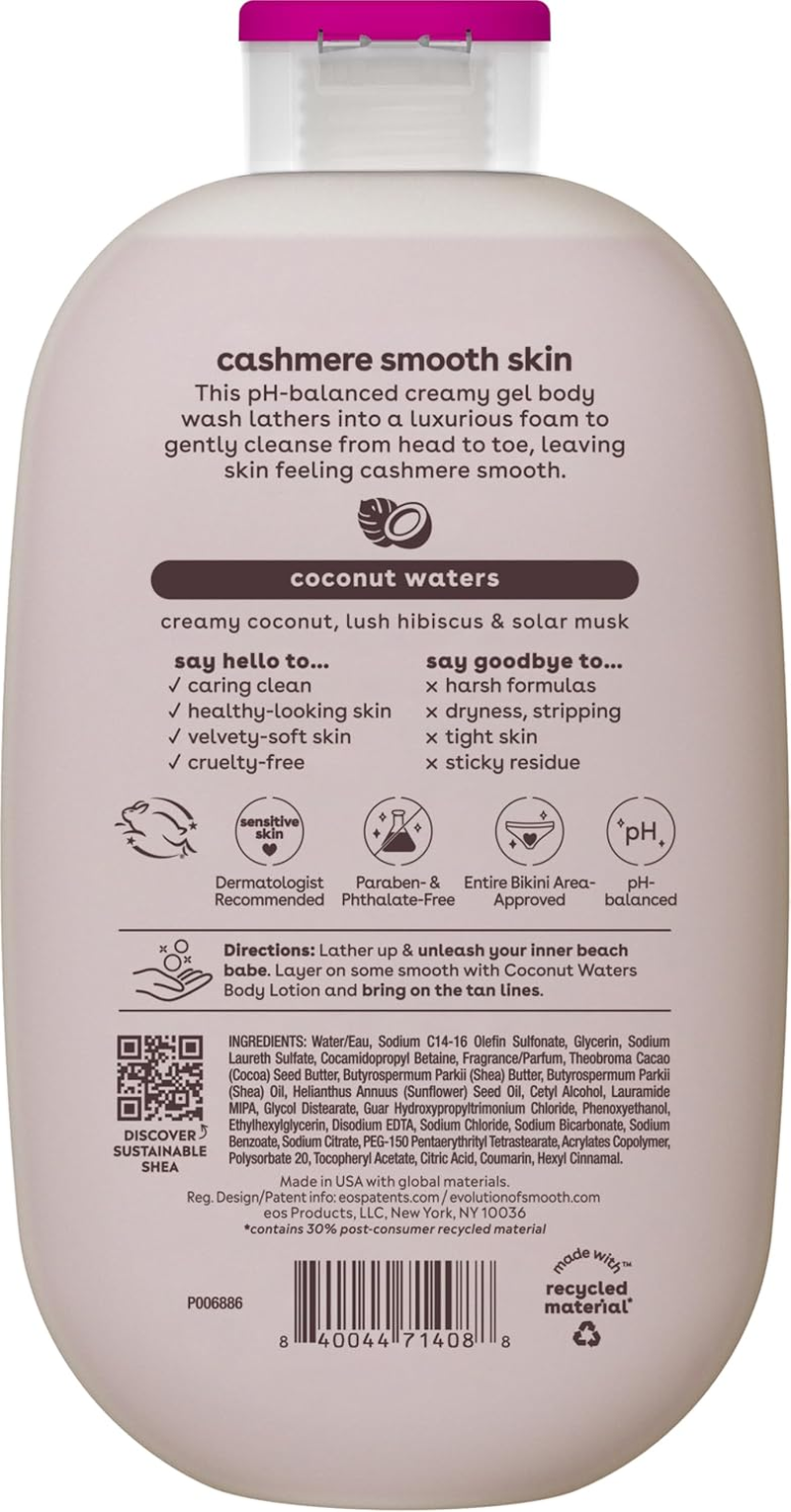 Shea Better Cashmere Body Wash, Coconut Waters, Moisturizing, Ph Balanced Body Wash, Creamy Gel Formula, Paraben & Phthalate Free, Sensitive Skin, 16 Fl Oz
